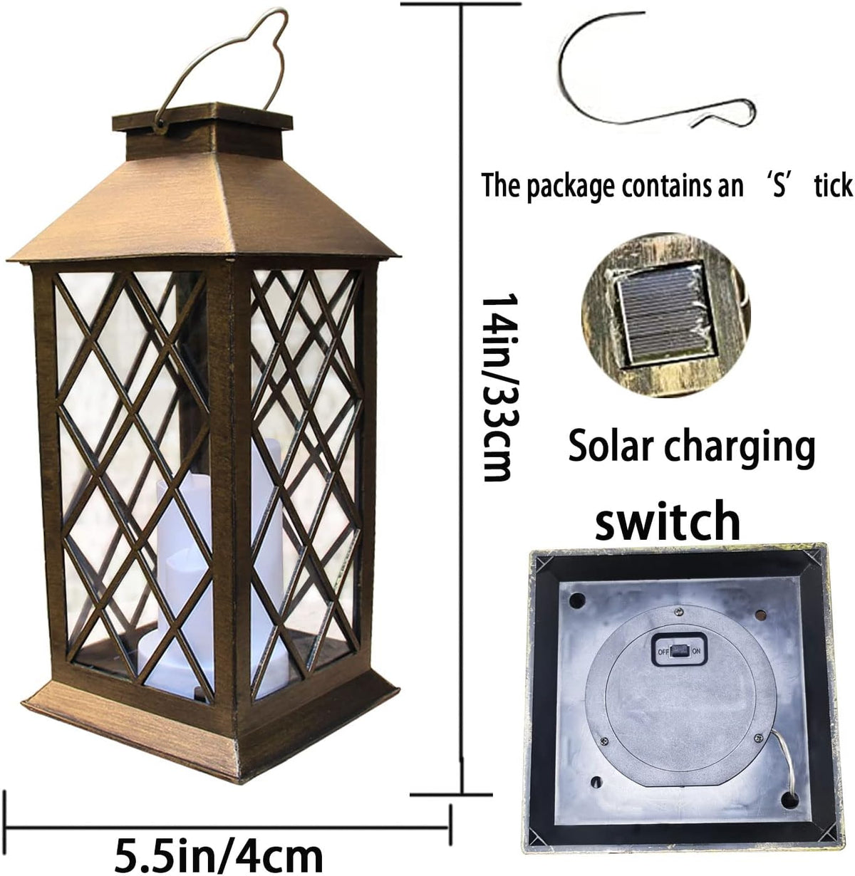 Solar Hanging Garden Lantern with Flickering LED Candles