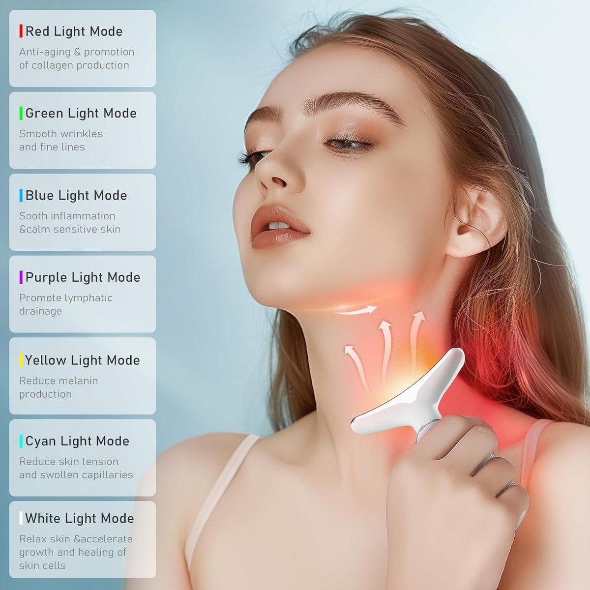Facial and Neck Massager with LED Light and Warmth
