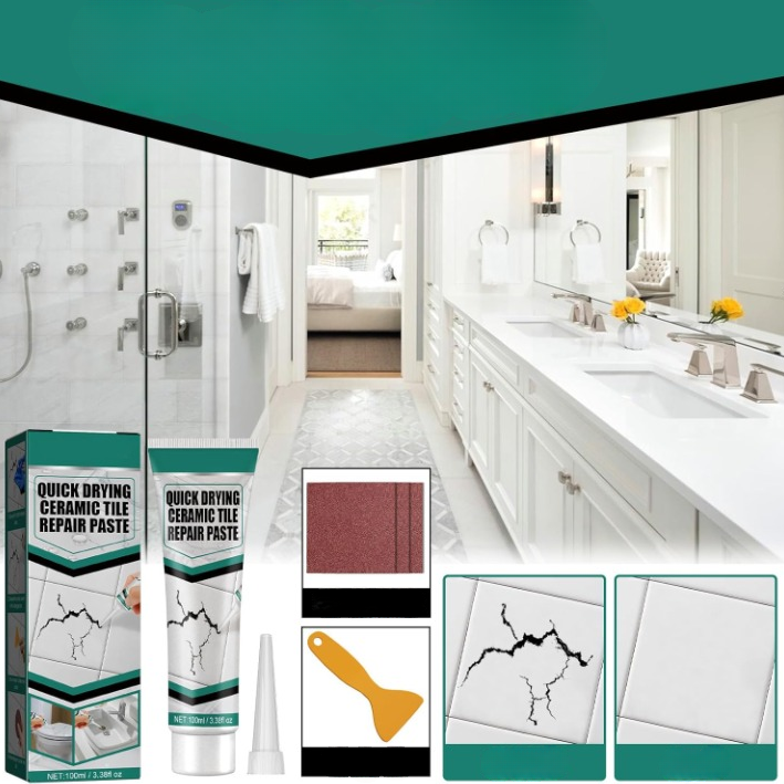 Ceramic Repair Filler 3.5 fl oz Waterproof Surface Restorer for Cracked Porcelain Marble Bathroom Kitchen Floors Walls Indoor Outdoor Finish | Thomler