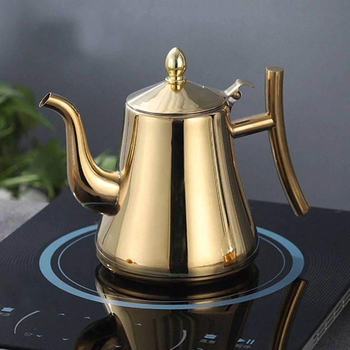 Tetera para estufa con colador integrado — Olla de acero inoxidable de 1.5 cuartos para cocinas de inducción y gas | Thomler