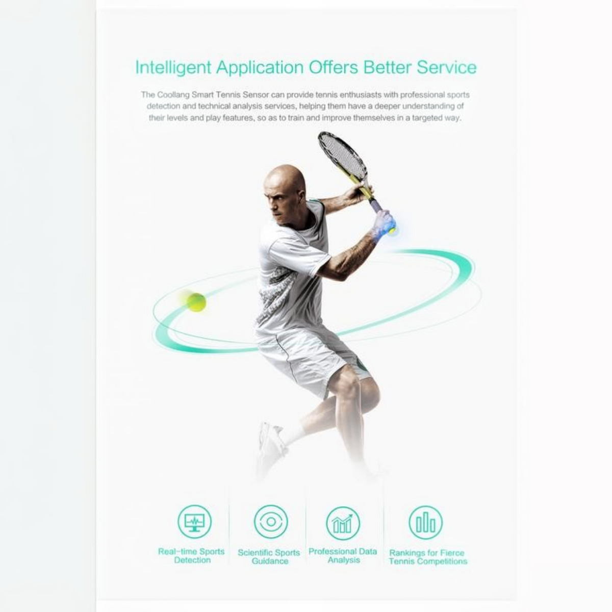 Tennisracketsensor met draadloze app-synchronisatie en bewegingsdatadynamiek