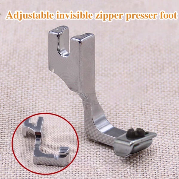 Adjustable Zipper Foot for Sewing Machines – Invisible Zip Presser Foot Attachment for Size 3 & 5 Zippers | Compatible with Most Home Models | Thomler