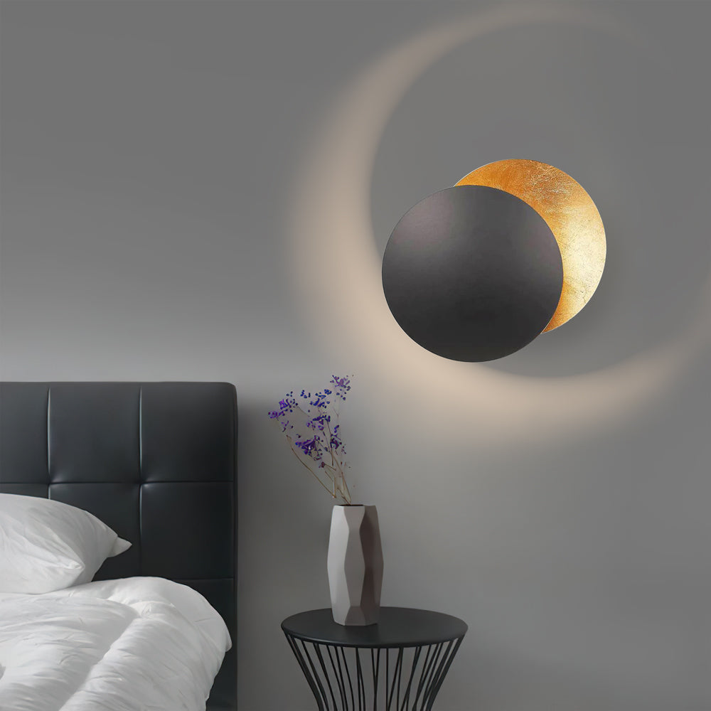 Rotating LED Wall Sconce Light Fixture – 9 in Aluminum Disc Lamp for Bedrooms, Hallways & Accent Lighting | Gold White Copper Black | Thomler