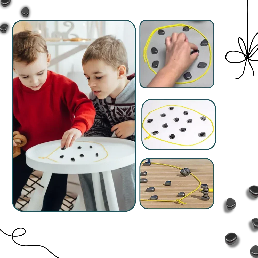 Tafelmodel magnetisch afstotingsspel – Strategische ruimtelijke puzzel voor familiebijeenkomsten, reisvriendelijke spelavond-uitdaging met draagbaar touw | Thomler