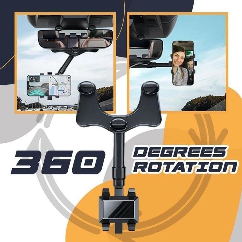 Telefoonhouder voor autospiegel met 360° draaibare verstelling voor handsfree gps-navigatie en verkeersveiligheid