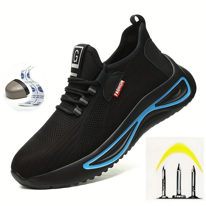 Steel Toe Work Shoes for Men Breathable Mesh Safety Footwear Puncture Resistant Slip-Resistant Outdoor Industrial Construction Job Site