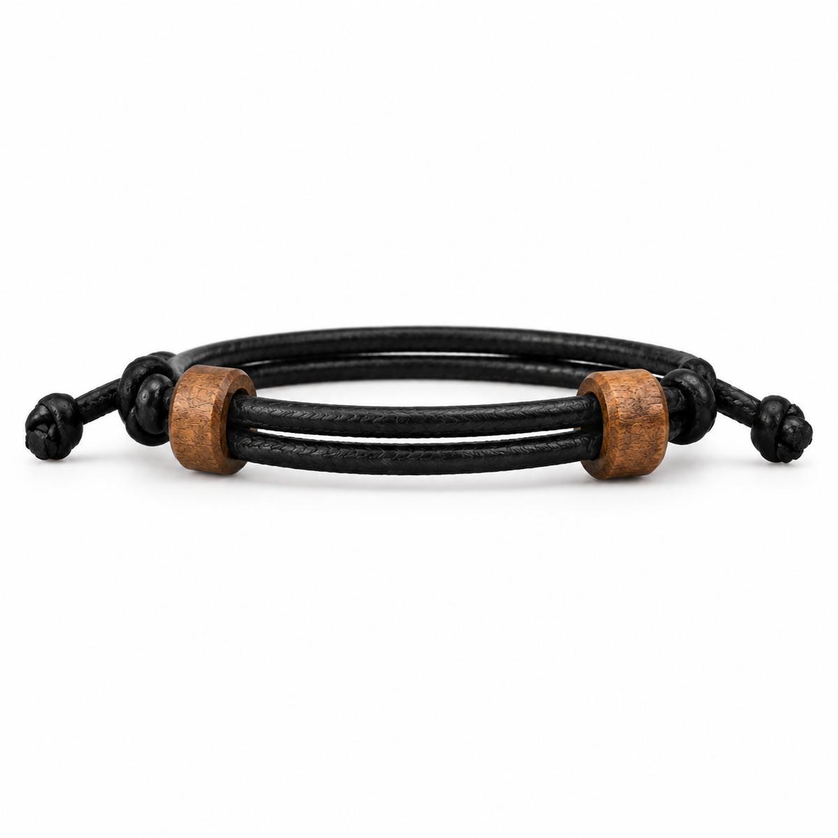 Verstelbare armband – Vegan leer met houten accenten