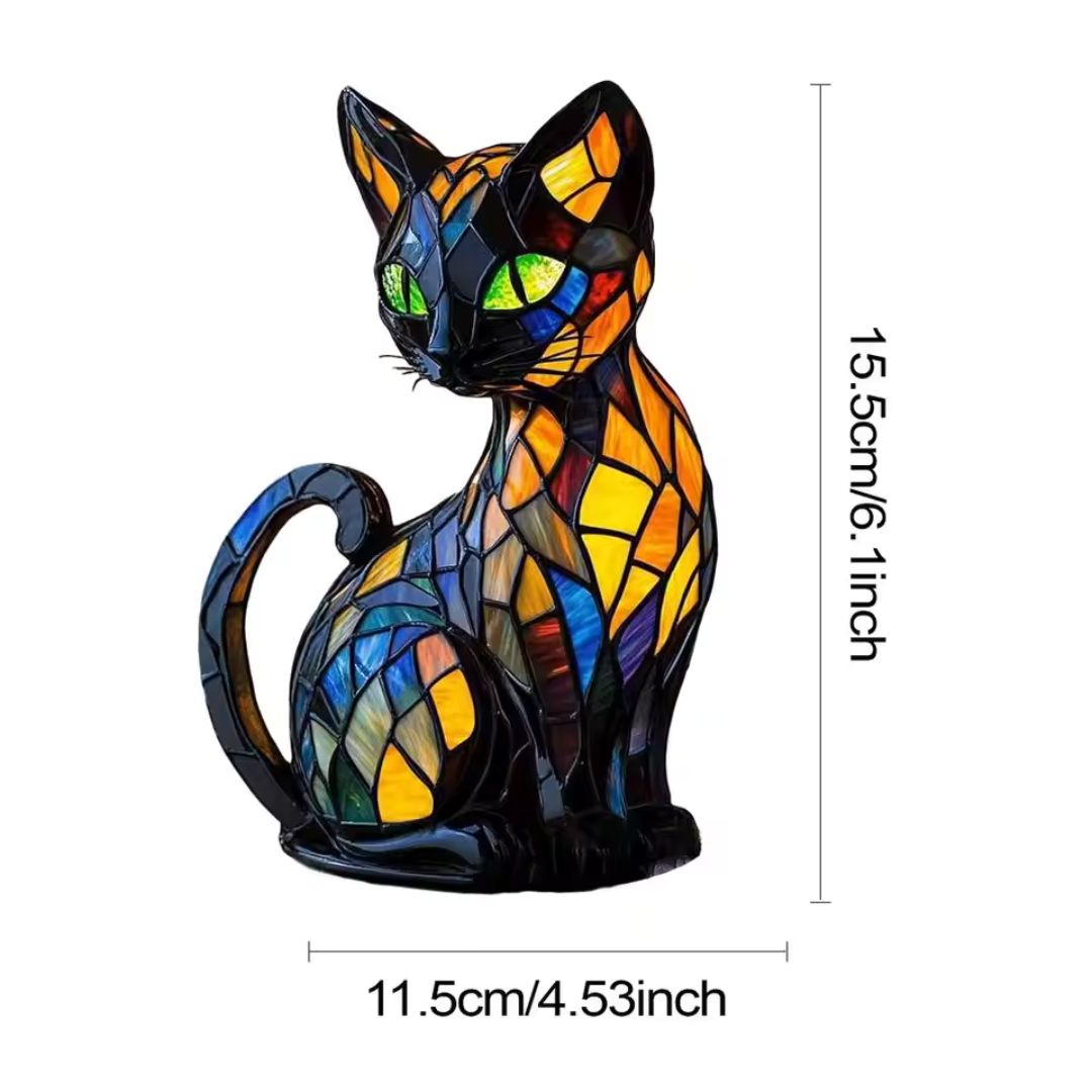 Handcrafted Cat Table Lamp with Warm Glow for Bedroom Nightstand Decor | Whimsical Feline Accent Light for Cat Lovers | Thomler