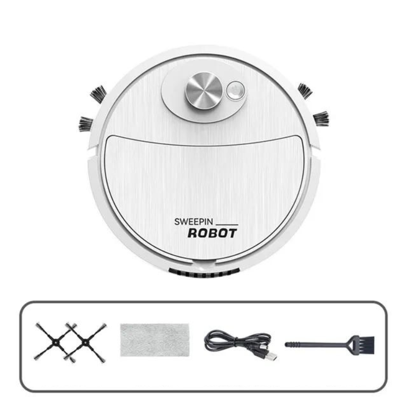 Kabelloser Saug- und Wischroboter, 23 cm (9 Zoll) breit, schmales Profil, selbstnavigierend, für Hartholz, Fliesen, Laminat, Tierhaare und Staub, für mehrere Oberflächen, wiederaufladbar | Thomler