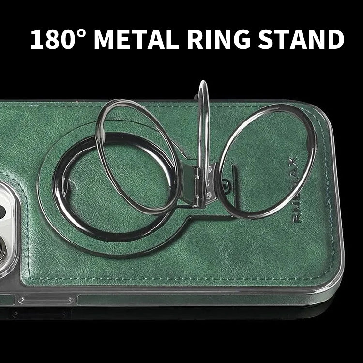 Strukturiertes iPhone-Case mit klappbarem Ständer und magnetischer Ring-Ausrichtung