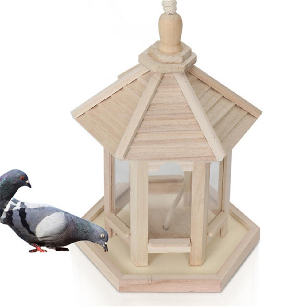 Wooden Bird Feeder with Clear Viewing Panel