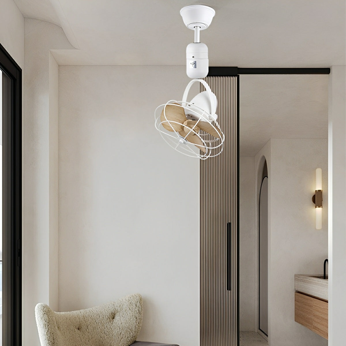 Ferngesteuerter oszillierender Ventilator, 35,6 cm, Silber, Metallgehäuse, duale Montage, verstellbare Neigung, 6 Geschwindigkeiten, Wand- und Decken-Umluftventilator für Schlafzimmer, Büro, Esszimmer | Thomler