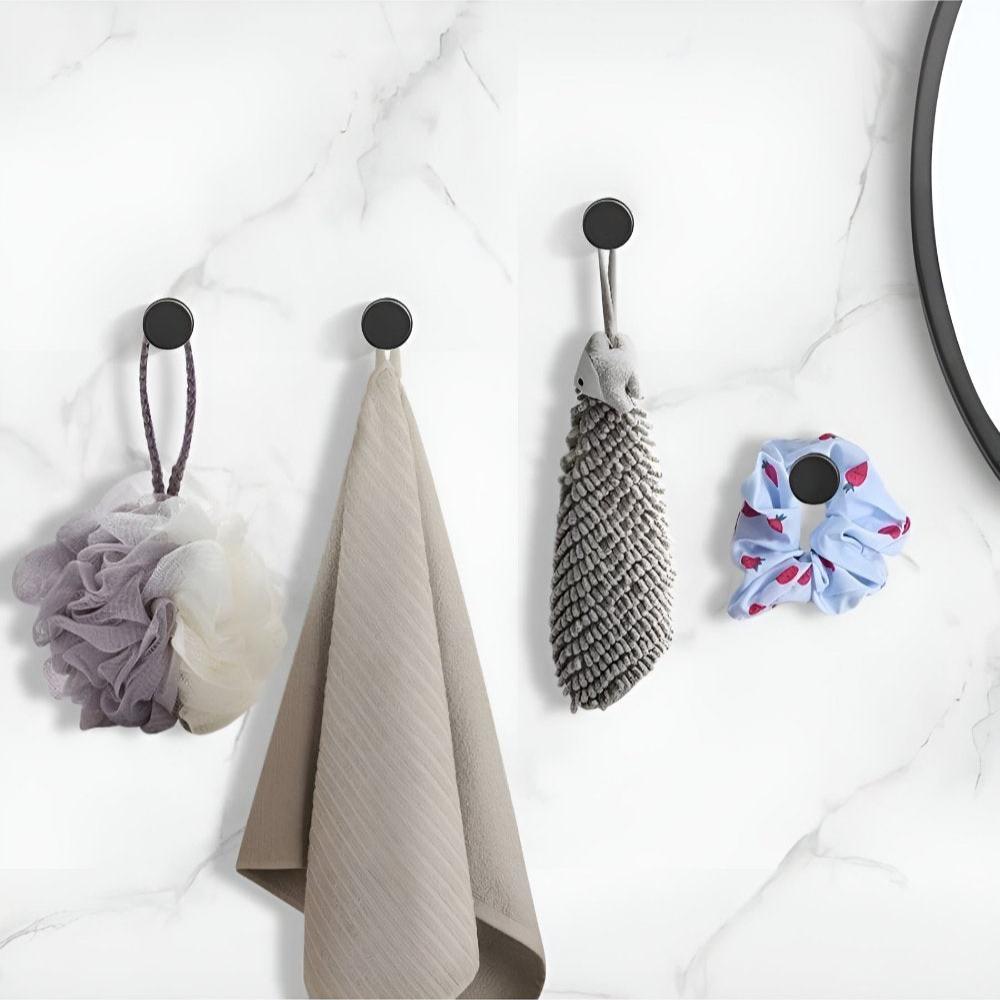 Adhesive Hooks for Bathroom Kitchen Towel Storage No-Drill Stainless Steel Robe Hanger Organizer Set Load Capacity 15 lbs Removable Wall Mou | Thomler