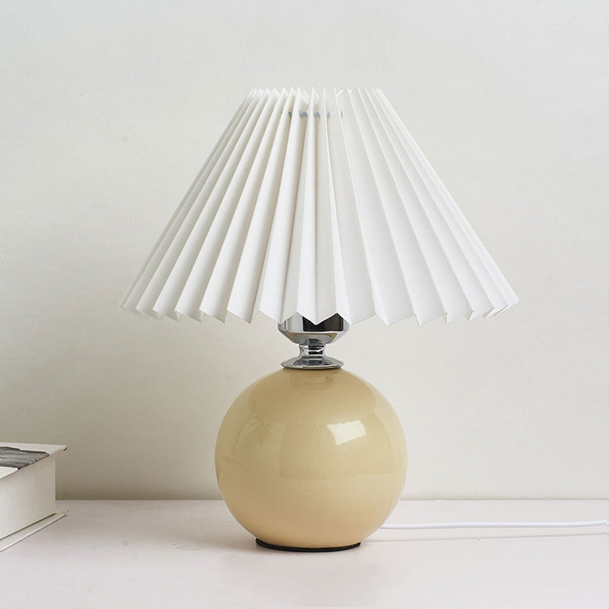 Ceramic Accent Lamp with Fabric Shade 11x9.5 in E26 Socket for Nightstand Desk Study Room Reading Light Modern Home Decor | Thomler