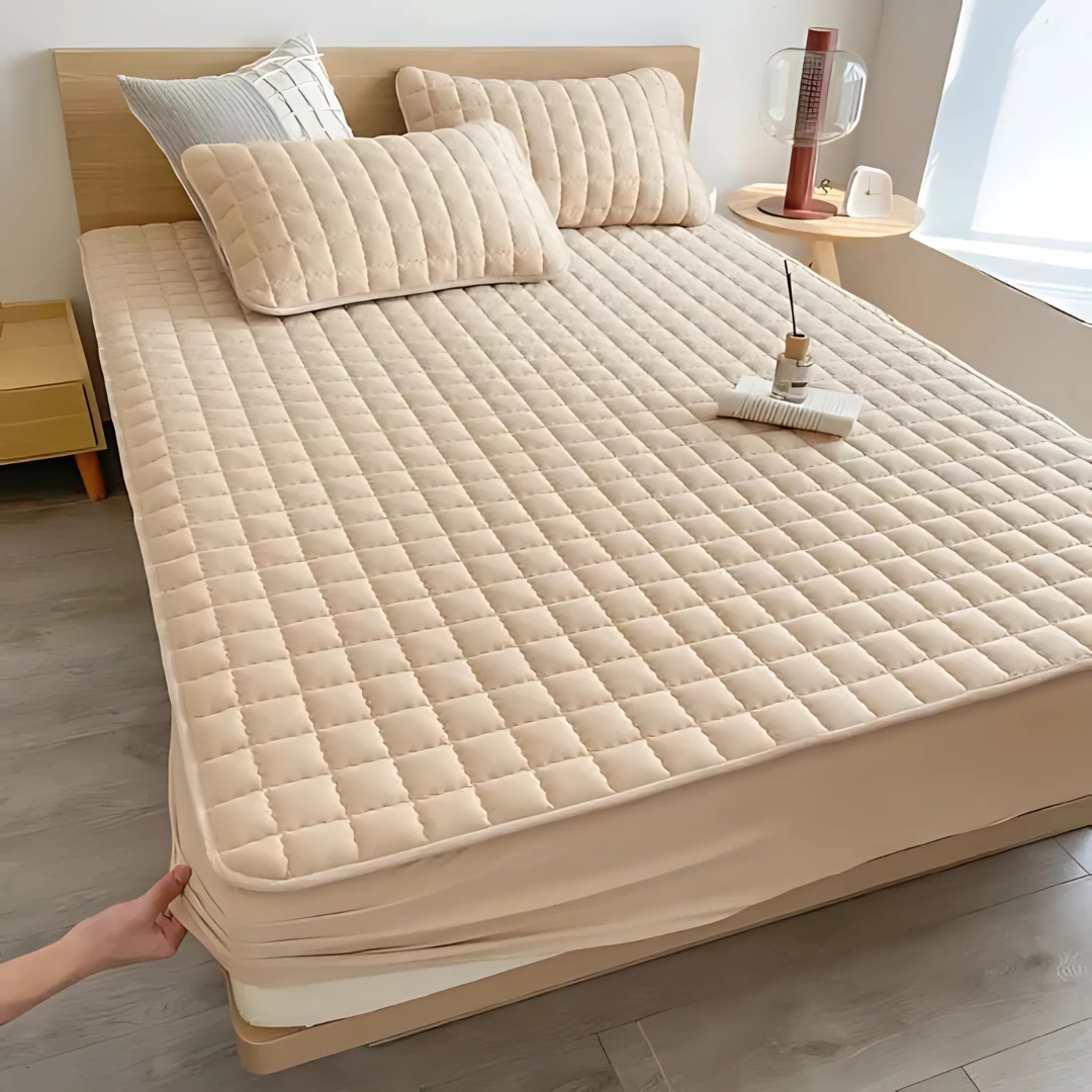 Quilted Waterproof Mattress Protector with Breathable Layer for Deep-Pocket Beds