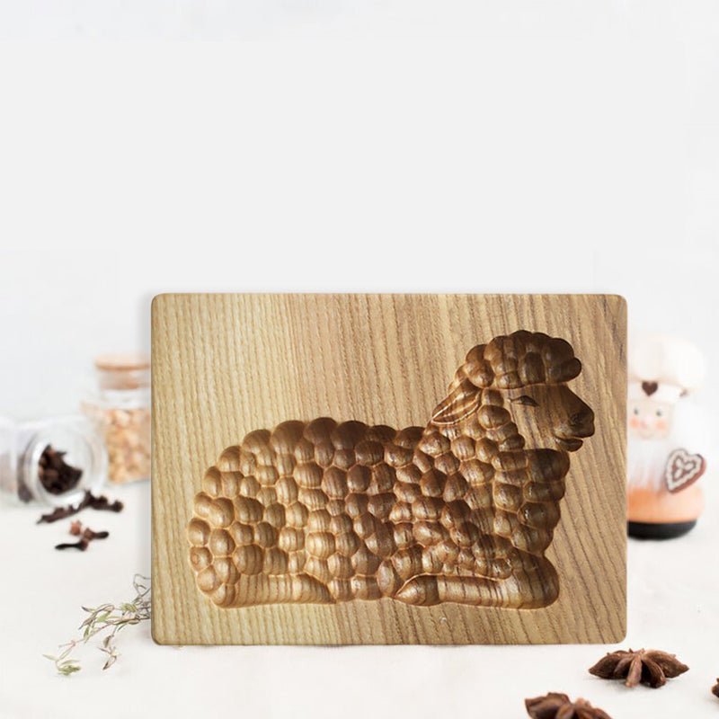 Cortador de galletas de madera con siete diseños estacionales y molde de presión y elevación