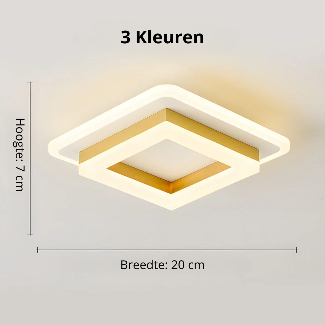 Quadratische LED-Aufbau-Deckenleuchte, 1920 Lumen, für Schlafzimmer, Flur, Wohnzimmer, modernes geometrisches, flaches, mehrschichtiges Design in Schwarz-Weiß | Thomler