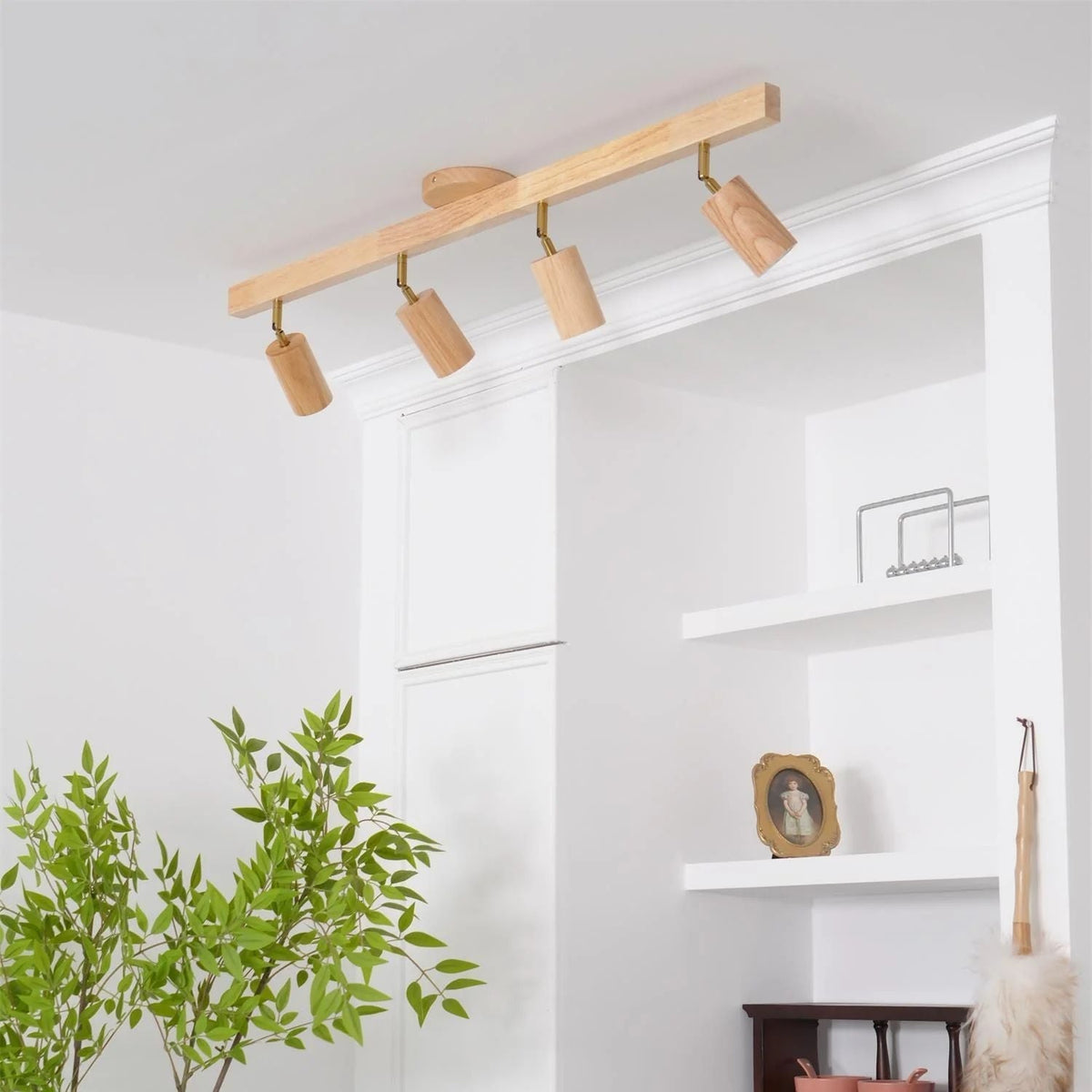 Deckenstrahler-Schiene Holzoptik verstellbare Spots für Küche Wohnzimmer Flur Bar Schienen-Deckenmontage ausrichtbare Akzentbeleuchtung | Thomler