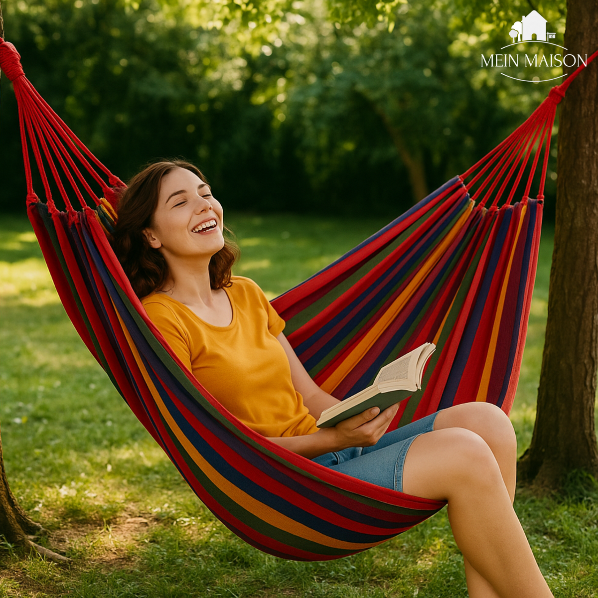Portable Canvas Hammock with Tree Straps & Carry Bag – 440 lb Capacity for Camping & Backyard