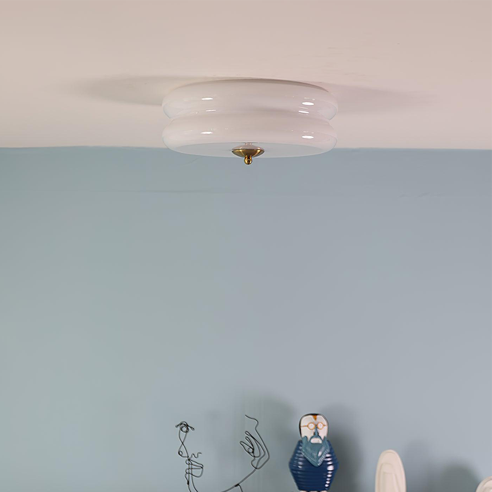 LED-Deckenleuchte zur Unterputzmontage mit einstellbarer Farbtemperatur, Glasschirm, 33 cm Durchmesser, für Schlafzimmer, Wohnzimmer, Esszimmer, moderner Art-déco-Stil | Thomler