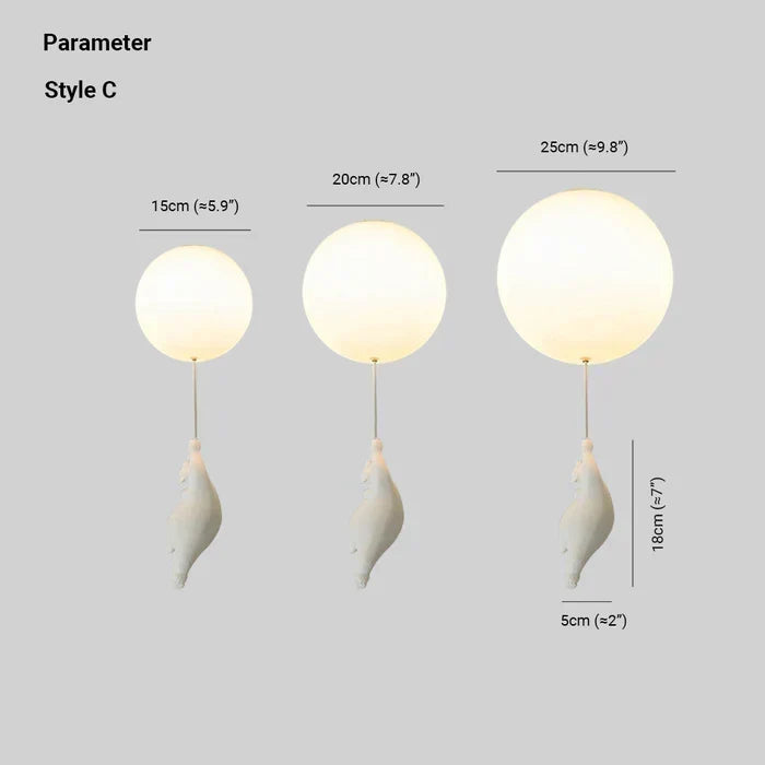 Kinder-Deckenleuchte Kinderzimmer Bär Ballon Pendelleuchte LED-Lampe Schlafzimmer Spielzimmer Deko Warmweißes Licht Tiermotiv Hängeleuchte