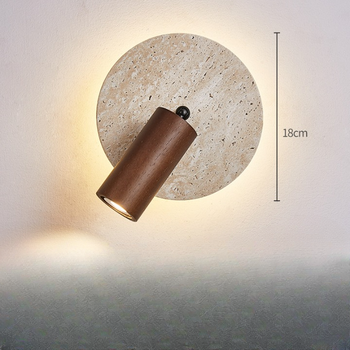 Rotatable Travertine Stone Sconce 7 Inch Adjustable Bedside Reading Light Warm LED Wall Mount Task Lighting Fixture for Bedroom Living Room | Thomler