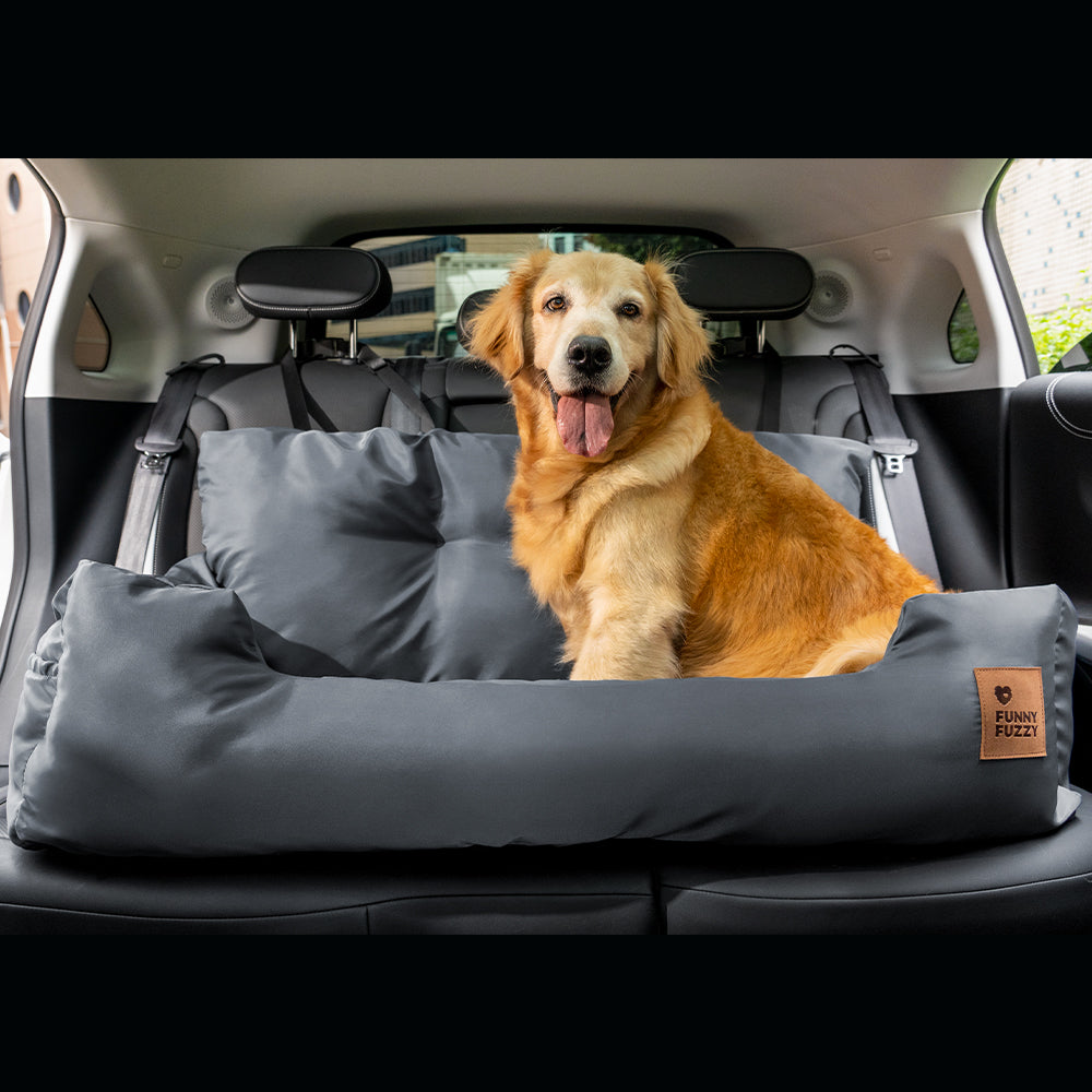 Funda de asiento de coche para perros – Hamaca de viaje acolchada para perros medianos y grandes con correas de seguridad y bolsillos de almacenamiento