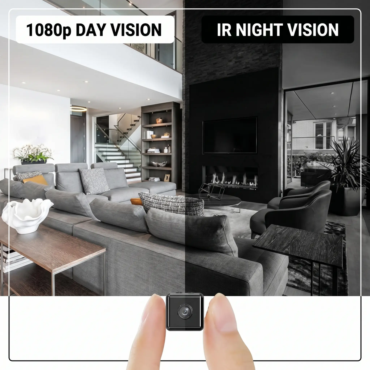 Compacte HD-beveiligingscamera met wifi, weerbestendig, 1080p livebeeld, bewegingsdetectie, nachtzicht voor huis, kantoor, garage en veranda