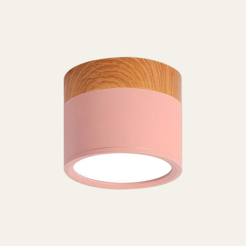 Compact LED Flush Mount Ceiling Light Fixture Wood & Metal Accent for Entryway Hallway Bedroom Kitchen 5W 7W Surface Mount Minimalist Modern | Thomler