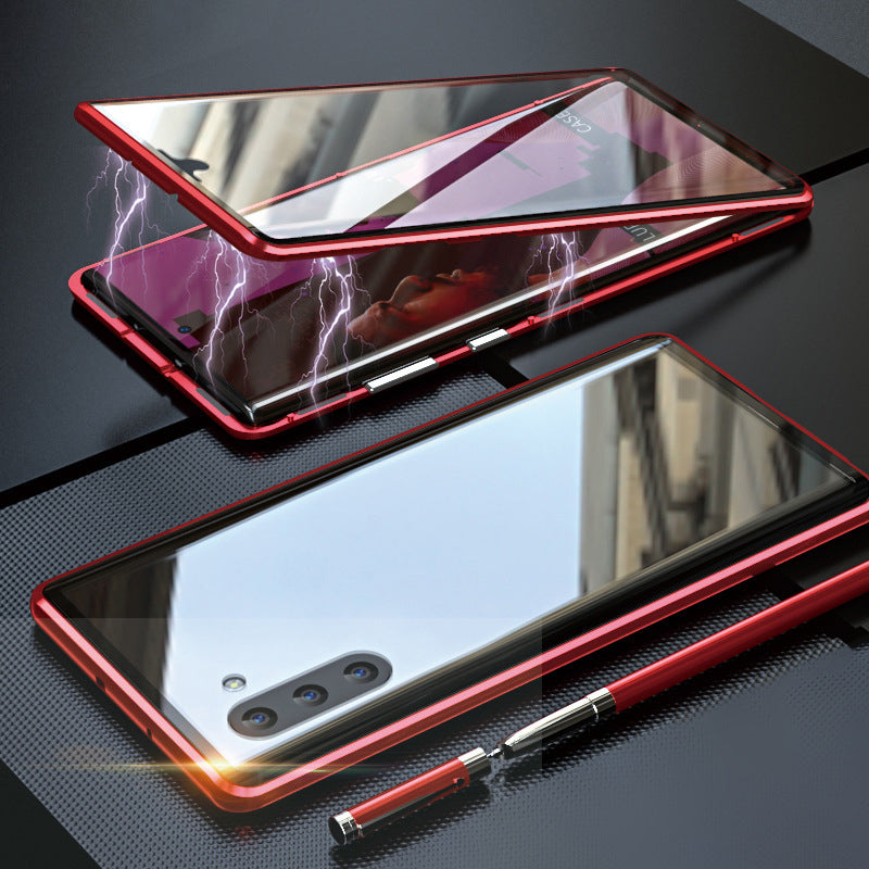 Magnetisch gehard glazen telefoonhoesje voor Samsung Galaxy met dubbelzijdige bescherming en zelfsluitende vergrendeling