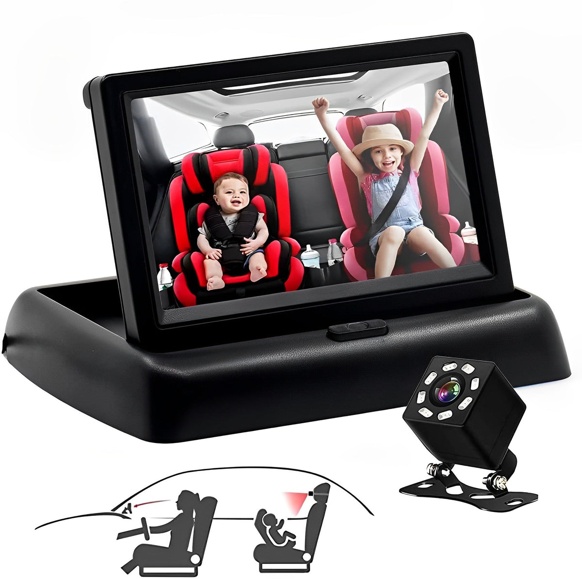 Cámara de monitor para bebé en el coche