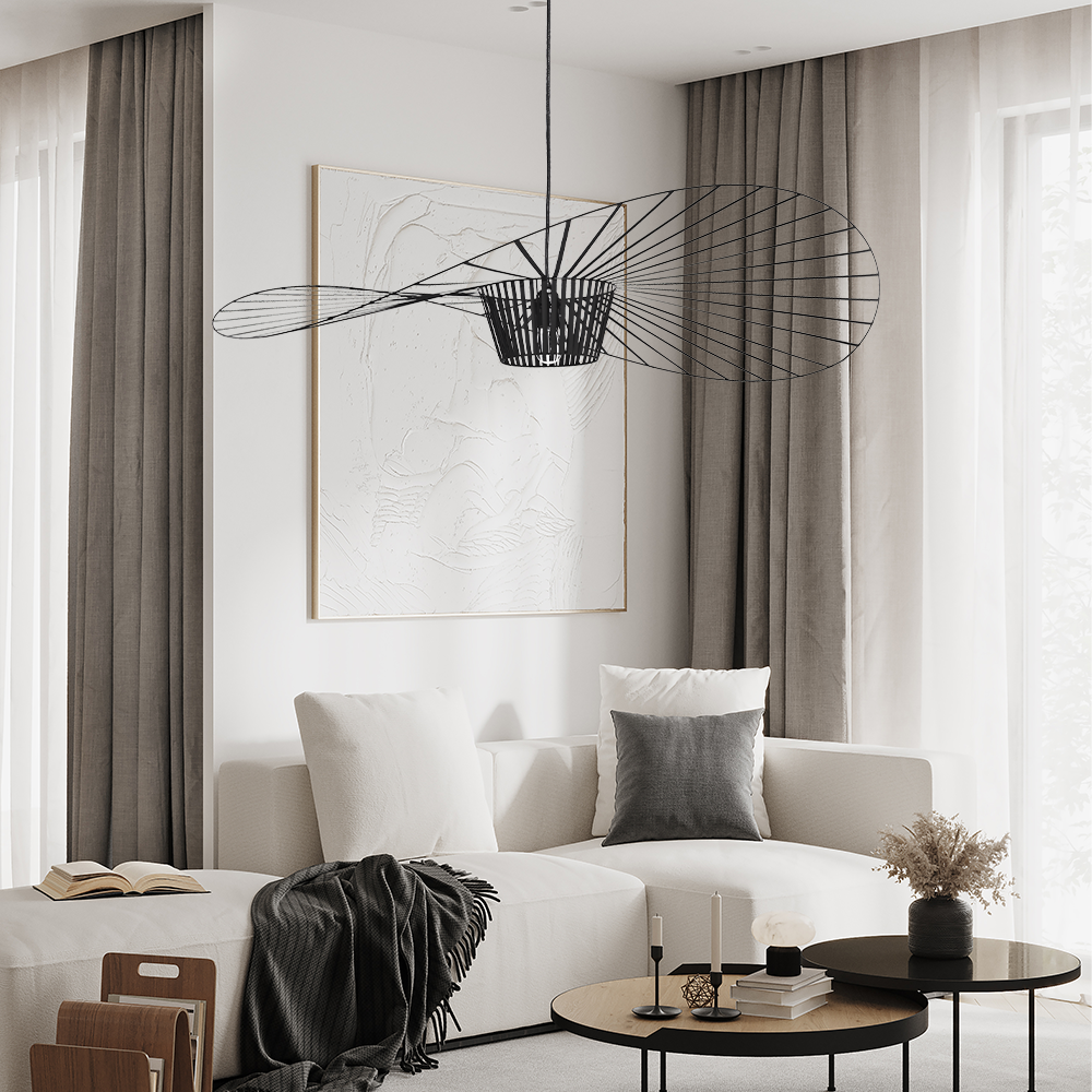 Adjustable Hanging Light Metal & Fabric for Dining Table Kitchen Island Modern Ceiling Fixture E27 Socket Wide Shade Contemporary Home Decor | Thomler