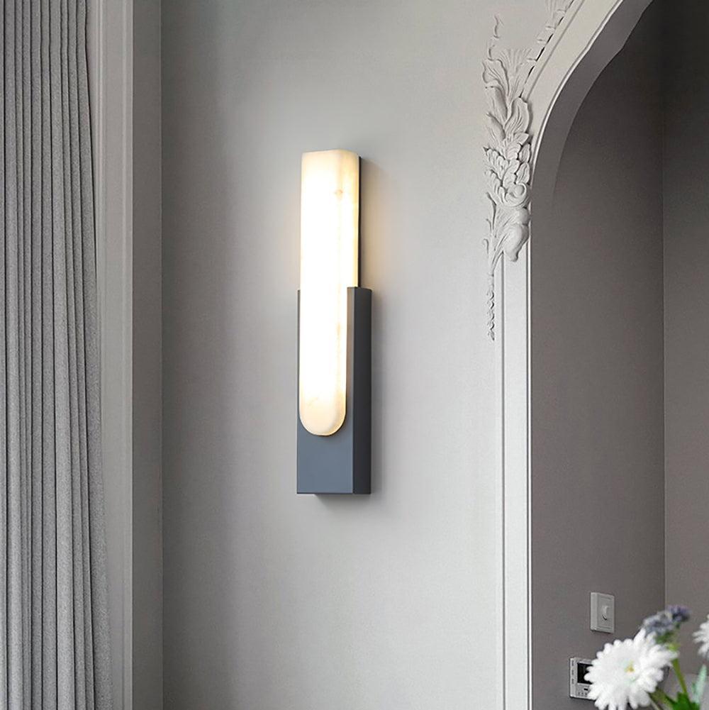 LED Sconce Light 20 Inch Vertical Alabaster Shade Gold Base Hardwired Modern Bedroom Hallway Wall Fixture for Contemporary Homes | Thomler