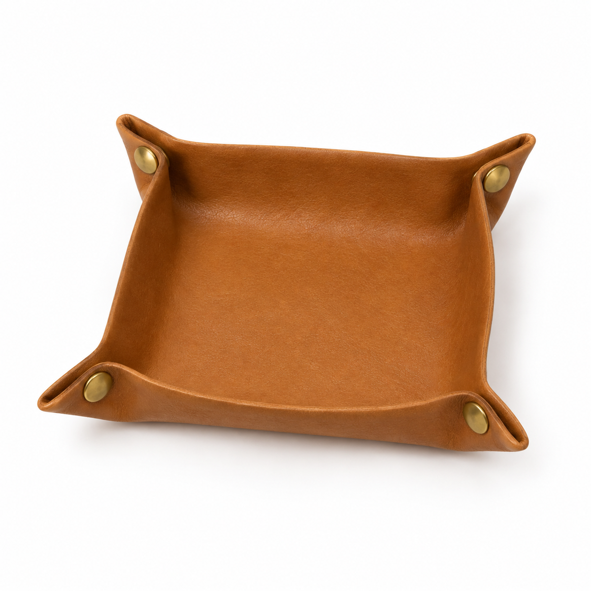 Leren Valet Tray 6 inch – Bureau-organizer met koperen hoeken