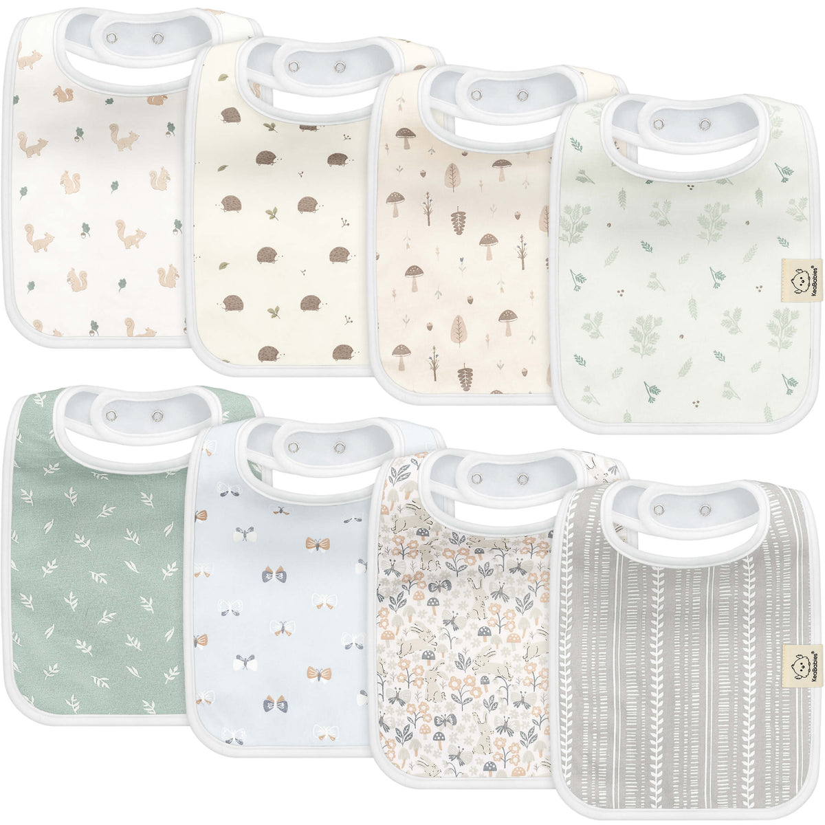 8-Pack Organic Cotton Drool Bibs