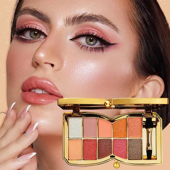 10-Color Glitter Eyeshadow Palette Shimmer Mineral Makeup for Parties Weddings Everyday Looks Highly Pigmented Long-Lasting Eye Shadow | Thomler