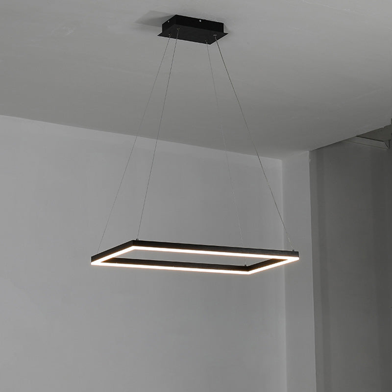 Multi-Tier Linear Suspension Fixture with Integrated LED, Adjustable Cable, Matte Black Metal Frame for Dining & Living Spaces | Thomler
