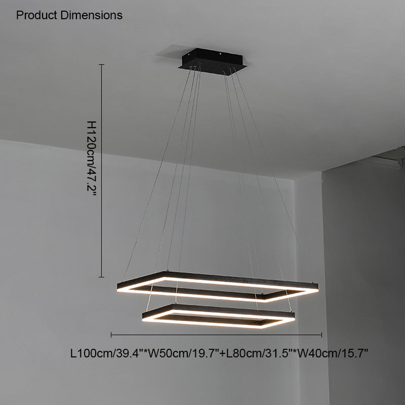 Multi-Tier Linear Suspension Fixture with Integrated LED, Adjustable Cable, Matte Black Metal Frame for Dining & Living Spaces | Thomler