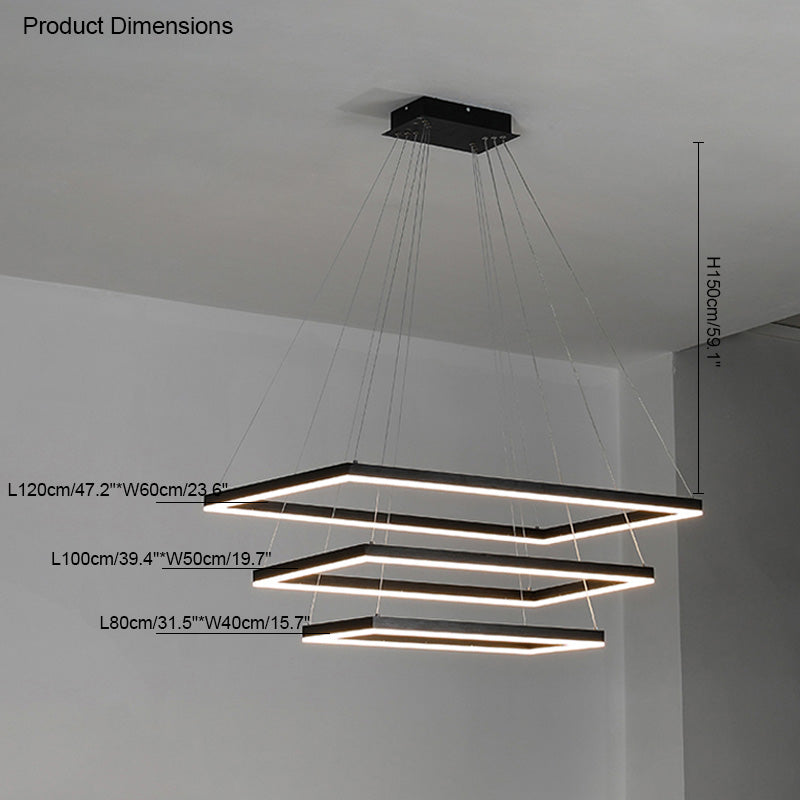 Multi-Tier Linear Suspension Fixture with Integrated LED, Adjustable Cable, Matte Black Metal Frame for Dining & Living Spaces | Thomler