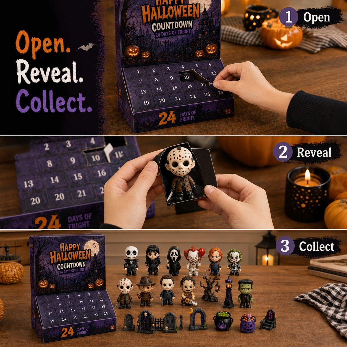 Colección de cuenta regresiva de misterio de Halloween de 24 días