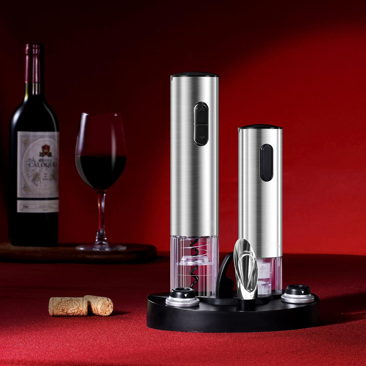 Elektrisches Weinöffner-Set mit Vakuumverschluss, automatischem Korkenzieher, Folienschneider, Ladestation, bis zu 30 Flaschen pro Ladung