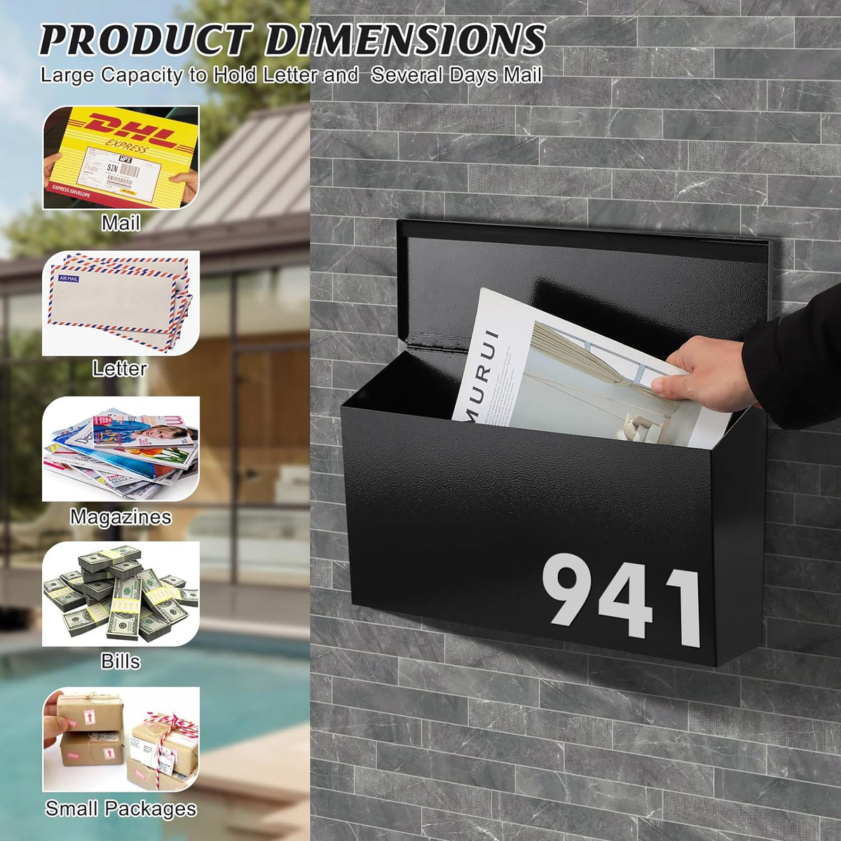 Großer Wandbriefkasten, verzinkter Stahl