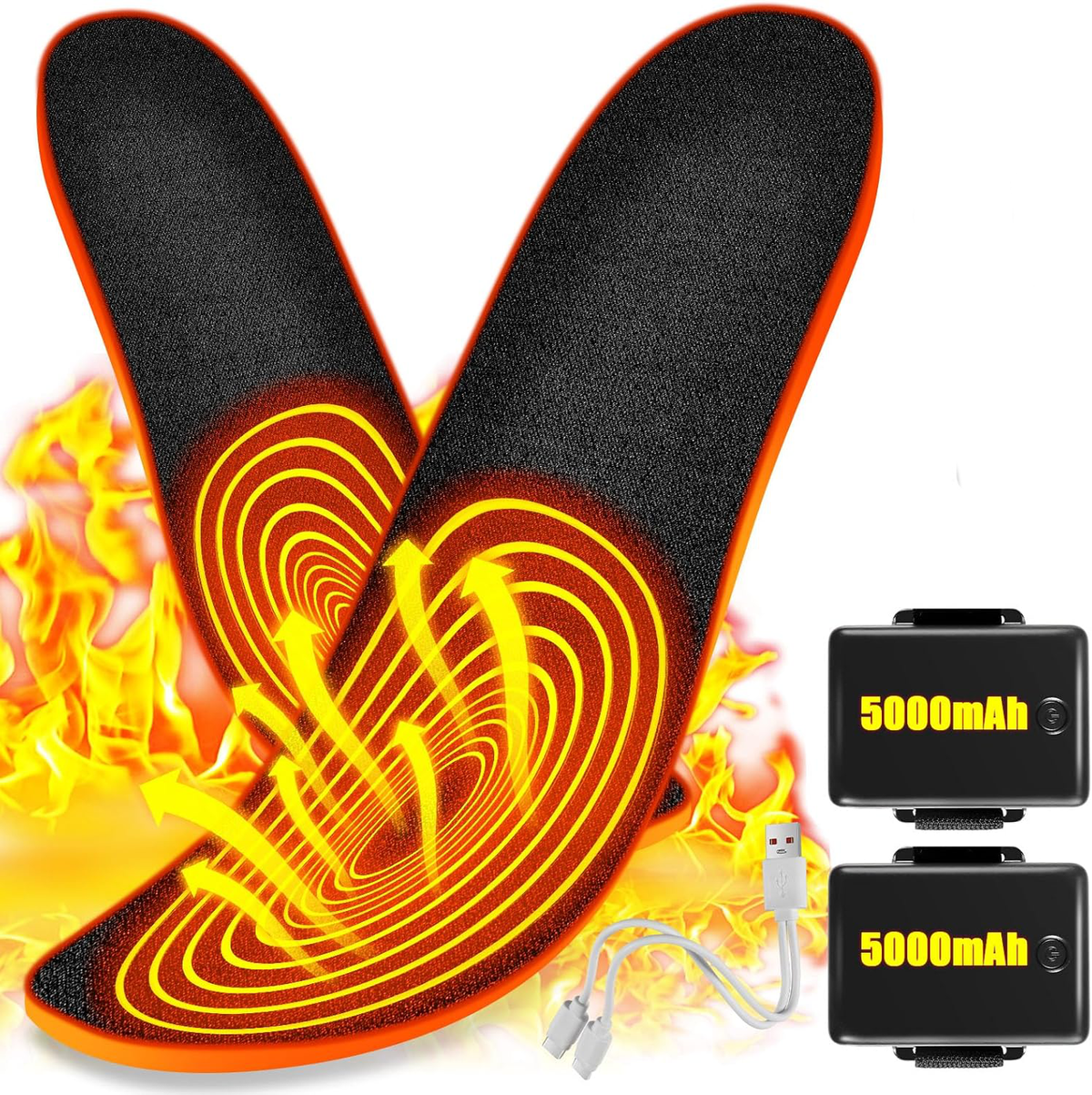 Wireless Rechargeable Heated Insoles with Remote Control for Winter Boots & Sneakers