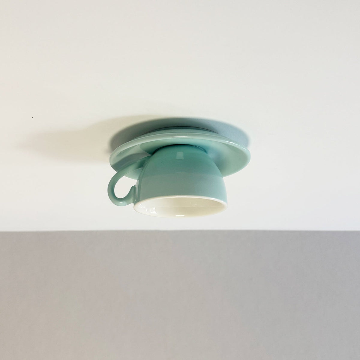 Ceramic Coffee Cup Flush Mount Light for Bedroom Living Room Kitchen Modern Decorative LED Fixture 110V Hardwired Compact Playful Design Amb | Thomler