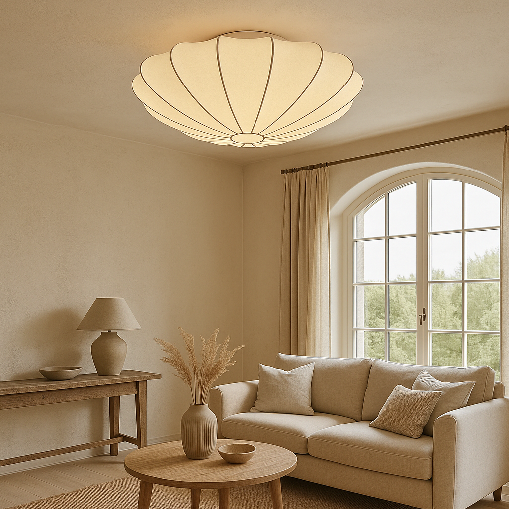 Hängende Pendelleuchte mit weichem Gewebeschirm, 40–79 cm Durchmesser, 3000K Umgebungslicht für Schlafzimmer und Essbereiche, moderne Deckenleuchte, bündige Montage | Thomler