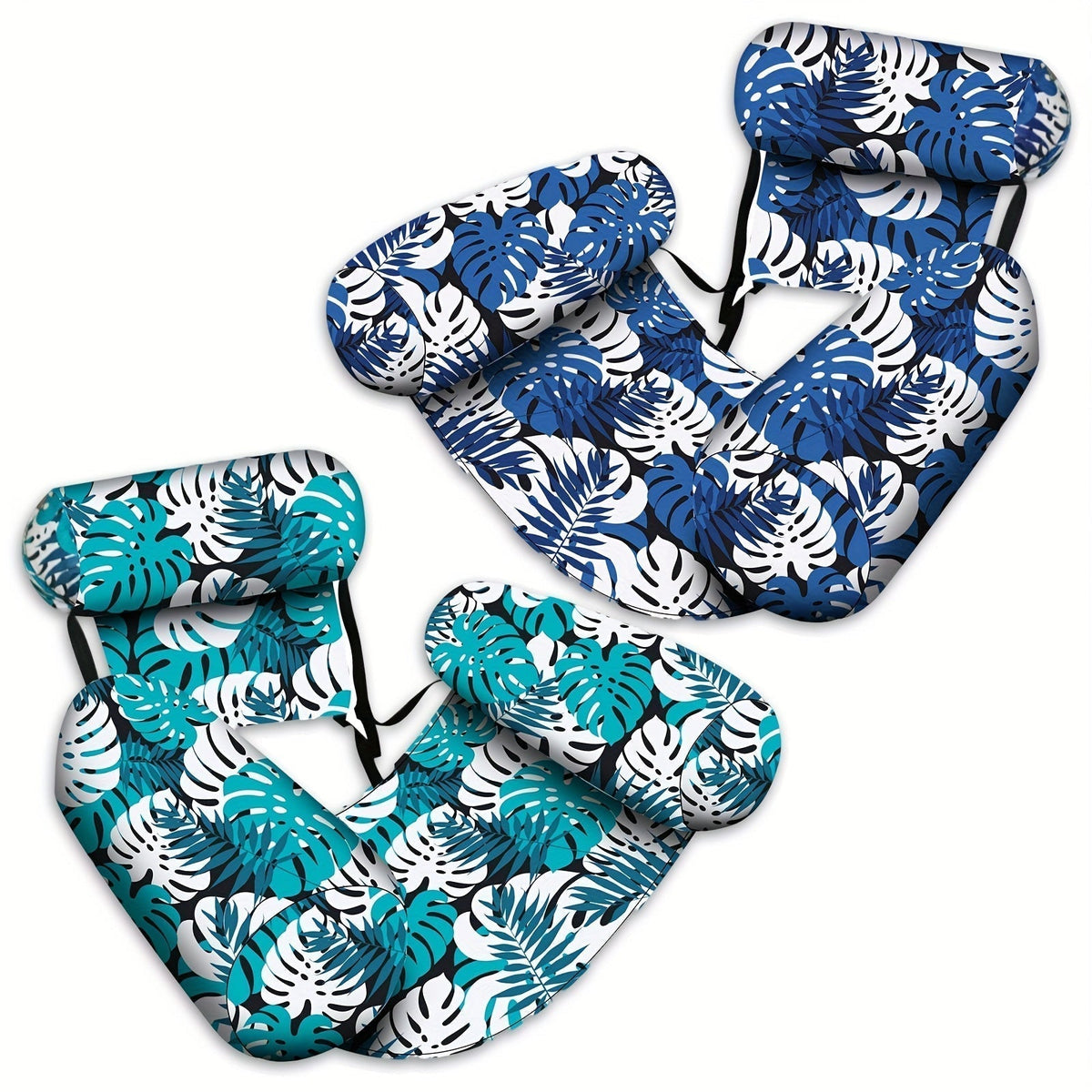 Inflatable Swimming Hammock Float for Adults – Mesh Pool Lounger with Tropical Leaf Print for Lakes, Beaches & Backyard Pools