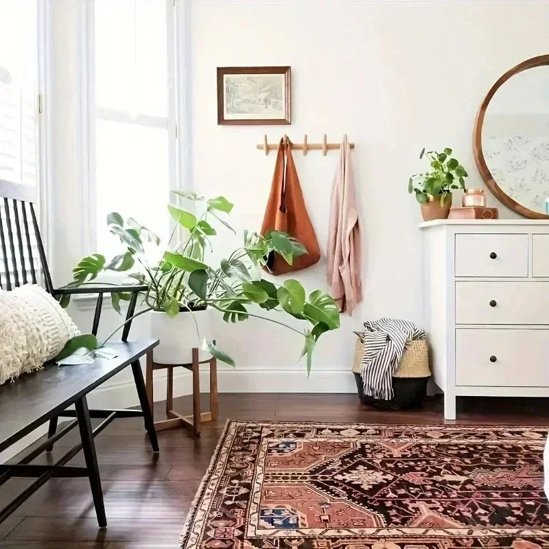 Perchero de pared con ganchos, madera de roble macizo, opciones de 4 o 5 ganchos, colgador de pared para dormitorio, baño o recibidor, decoración minimalista escandinava | Thomler