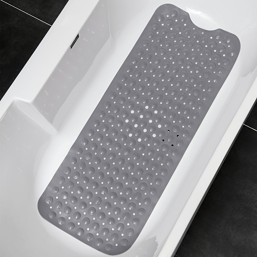 Anti-Rutsch-Duschmatte 40 × 16 Zoll Graue PVC-Badewanneneinlage mit Ablauflöchern und Saugnäpfen für nasse Oberflächen | Thomler