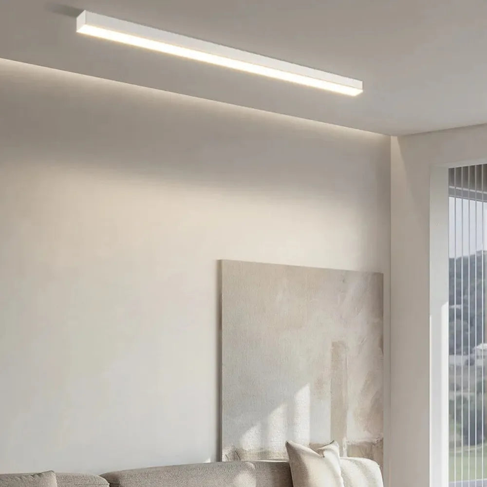 Linear LED Flush Mount Ceiling Light 47-inch Black Fixture for Bedroom Living Room Hallway Contemporary Minimalist Home Lighting | Thomler