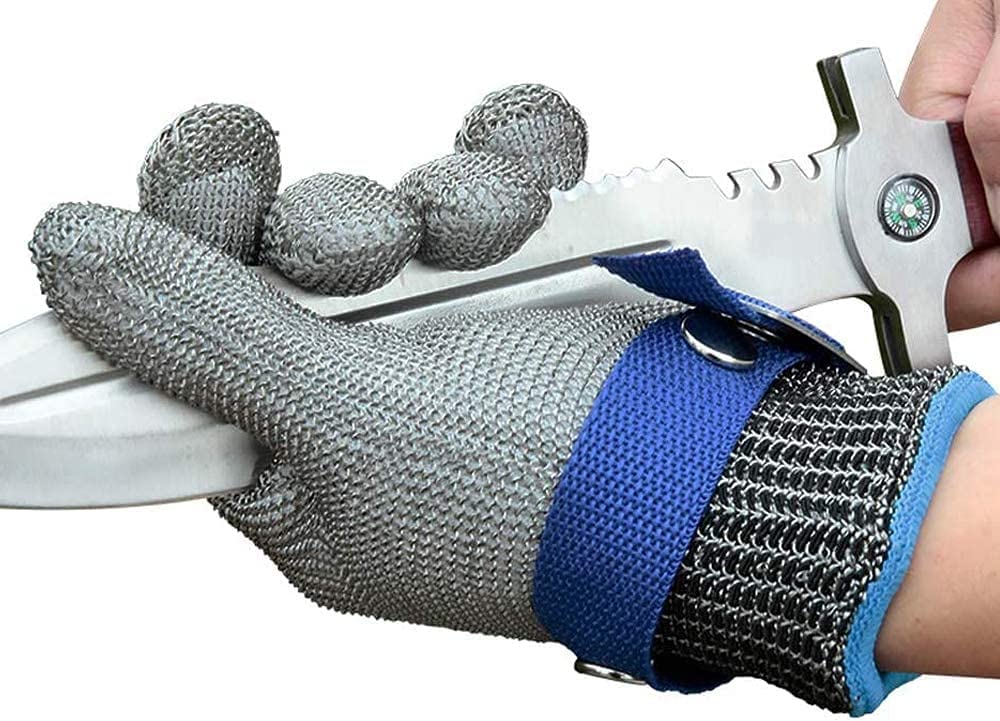 Heavy-Duty Stainless Steel Safety Gloves for Kitchen Prep, Food Handling & Industrial Work | Adjustable Cut-Resistant Hand Protection | Thomler